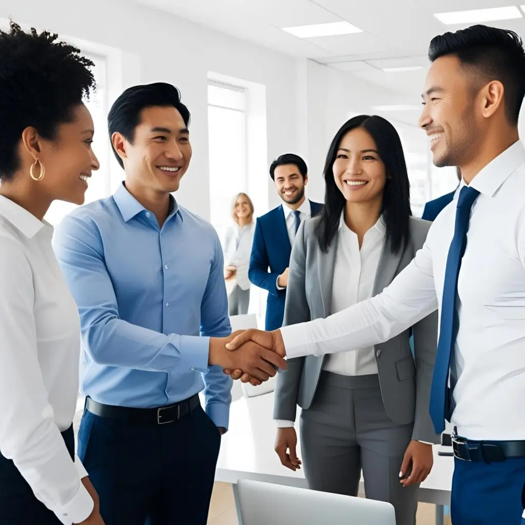 Executive search recruiters closing a successful hire with a 12-month guarantee